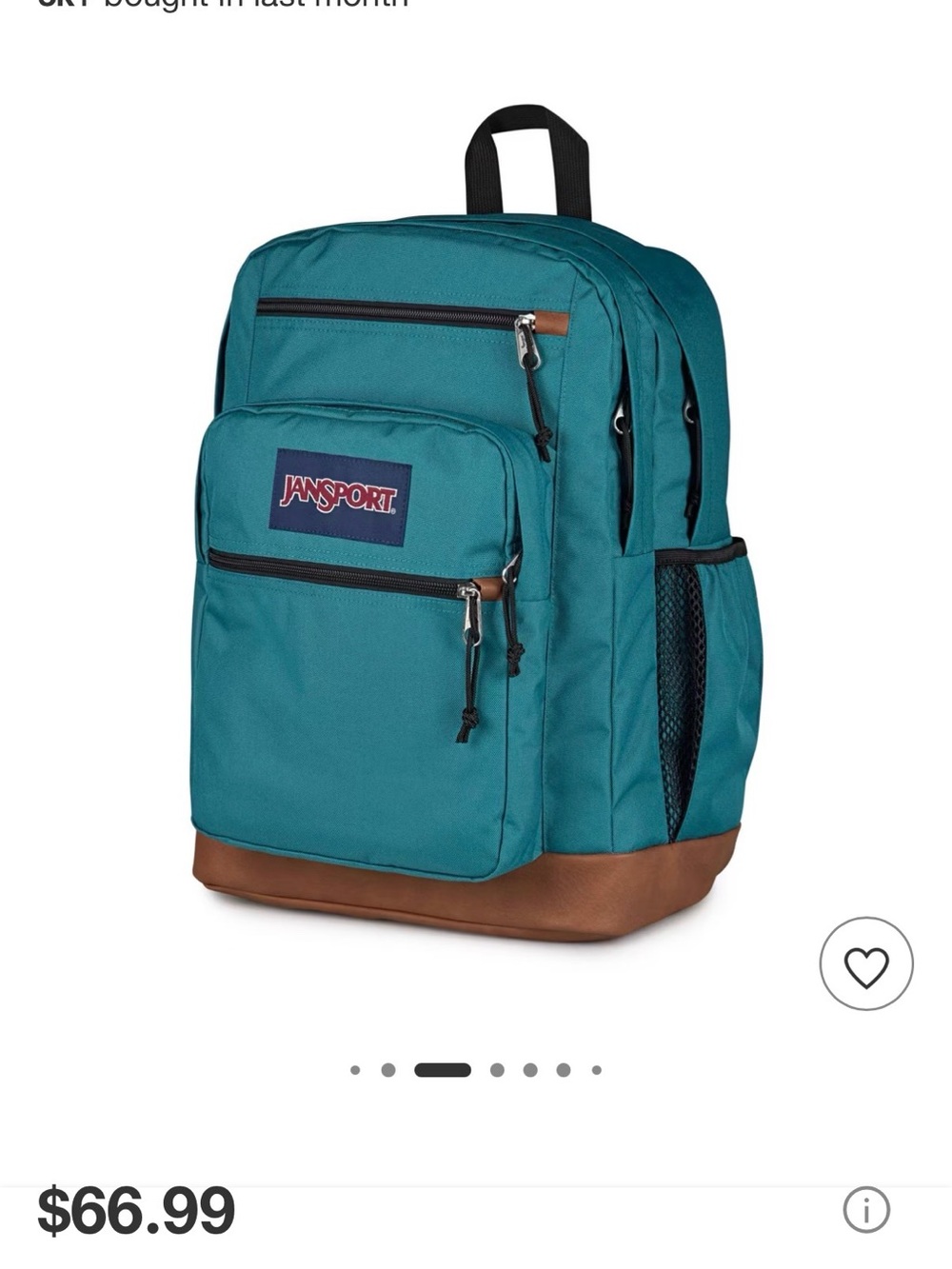 Jansport Teal Backpack with Brown Base and Black Accents